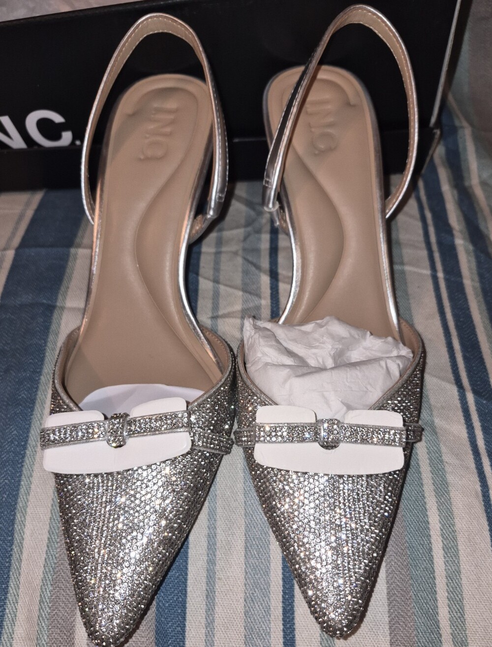 I.N.C Generys-Pointed toe Rhinestone Slingback Pumps - Picture 2 of 4